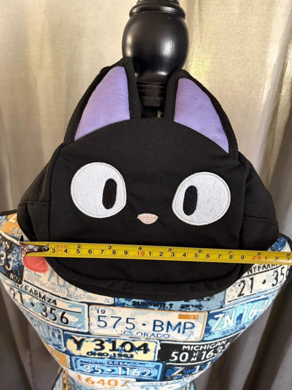 Kiki's Delivery Service Mini Die Cut Black Hand Bag with Zip Closure - Jiji Cat